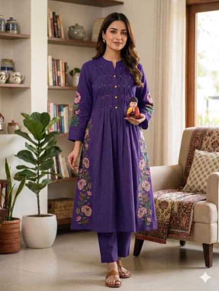 Krunique long a-line round wholesale kurti